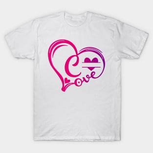 letter c monogram in the shape of love T-Shirt